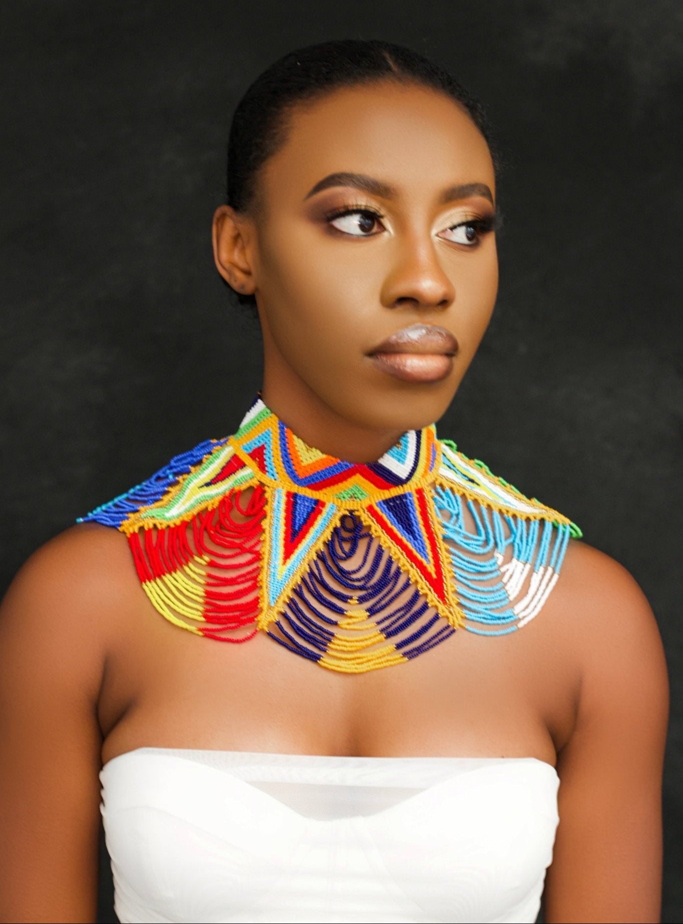 Authentic Maasai Zulu Multicolour Tribal Ethnic Beaded Collar Choker Necklace - Fatisha Boutique