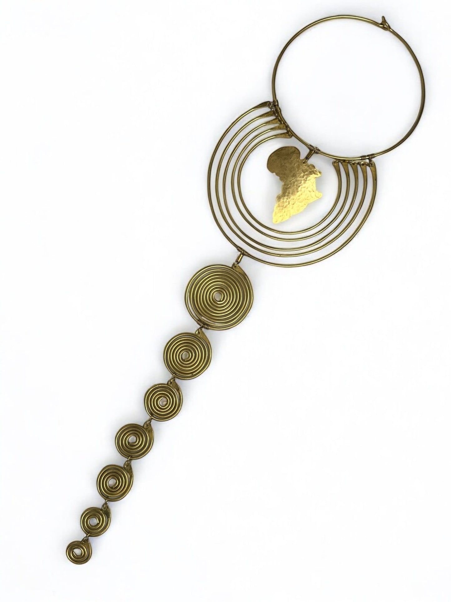Authentic Unique African Craftsmanship Brass Metal Statement Pendant Necklace - Fatisha Boutique