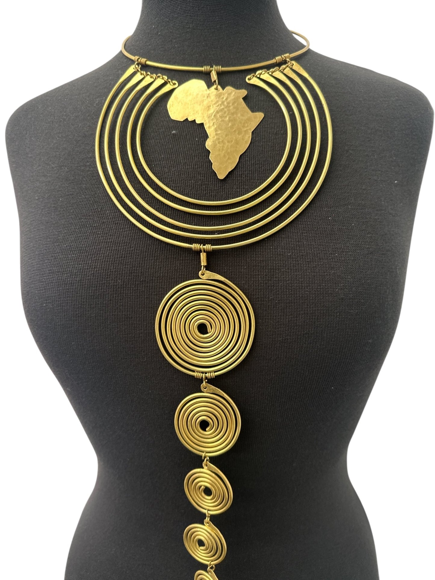 Authentic Unique African Craftsmanship Brass Metal Statement Pendant Necklace - Fatisha Boutique