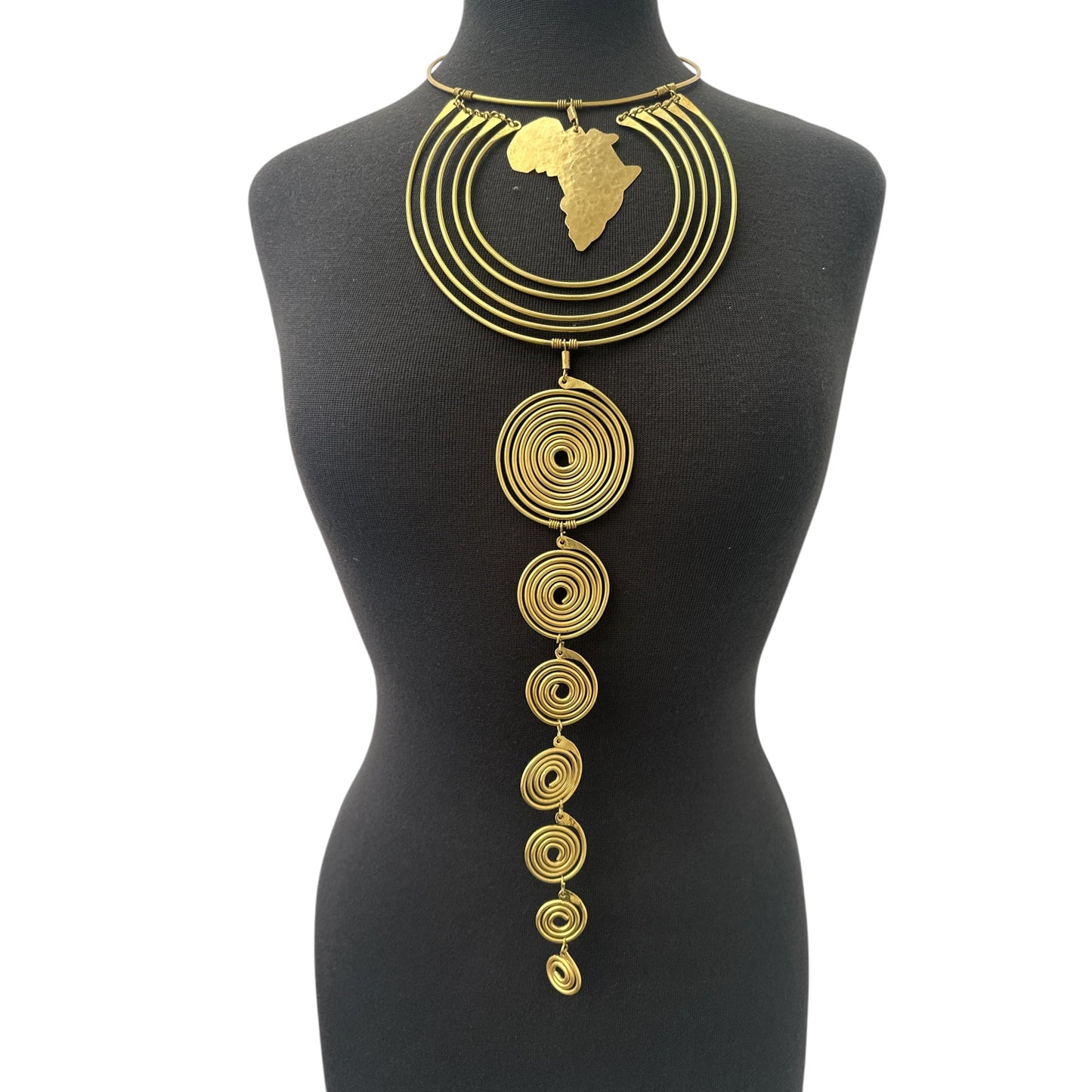 Authentic Unique African Craftsmanship Brass Metal Statement Pendant Necklace - Fatisha Boutique