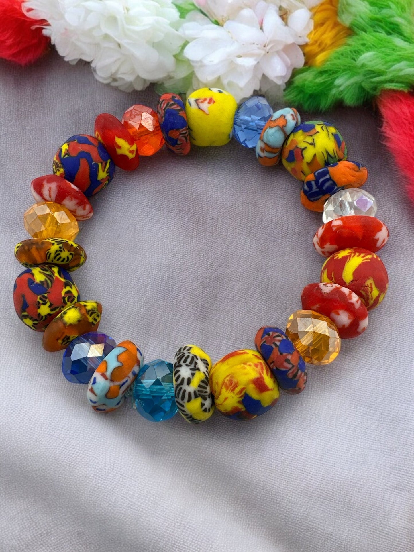 Authentic West African Multicoloured Korobo Beaded Bracelet - Fatisha Boutique