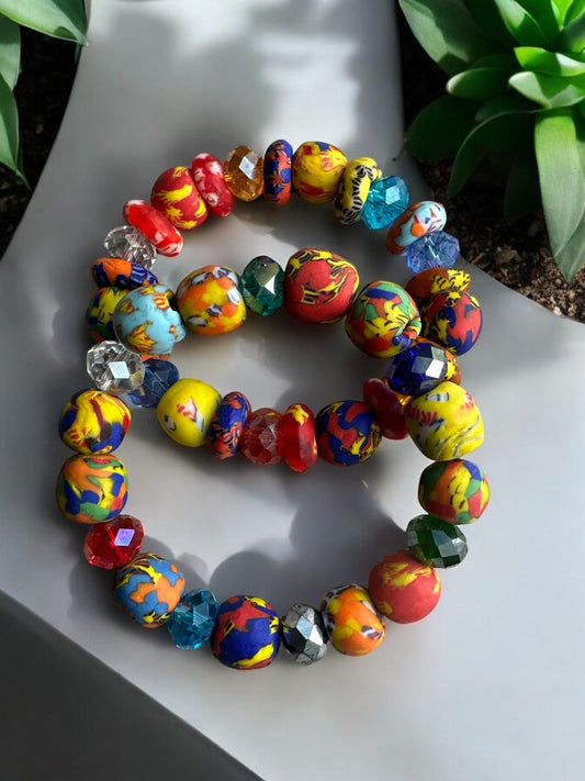 Authentic West African Multicoloured Korobo Beaded Bracelet - Fatisha Boutique