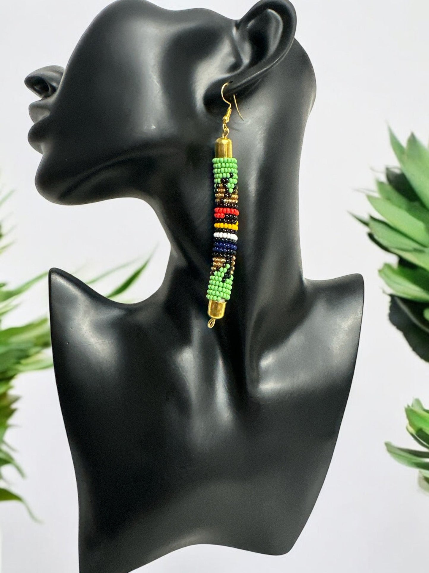 AuthenticHandmade Multicoloured African Beaded Dangle Earrings - Tribal Boho Jewellery - Fatisha Boutique