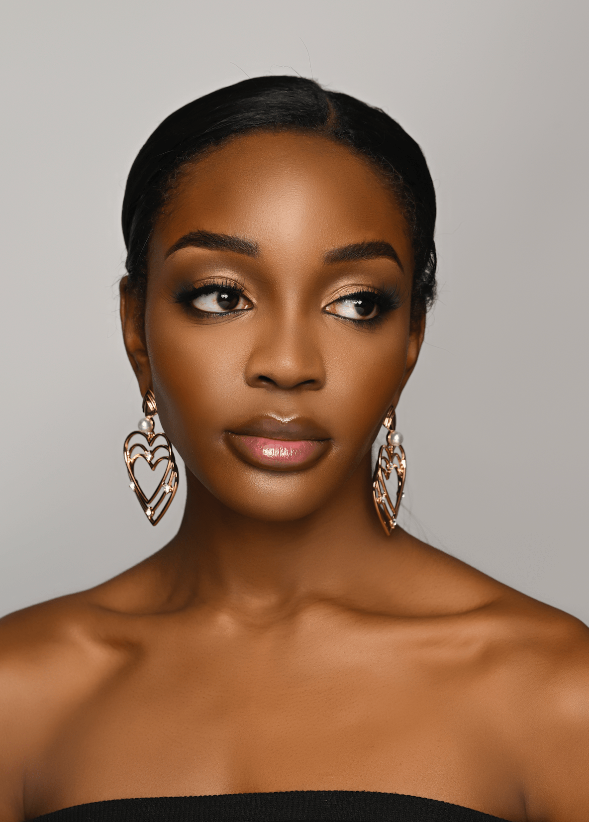 Beautiful Heart Shaped Rhinestone Pearl Dangle Earrings - Fatisha Boutique