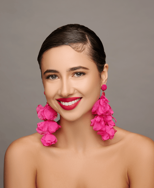 Big Bohemian Long Fringed Flower Tassel Stud Dangle Earrings - Fatisha Boutique