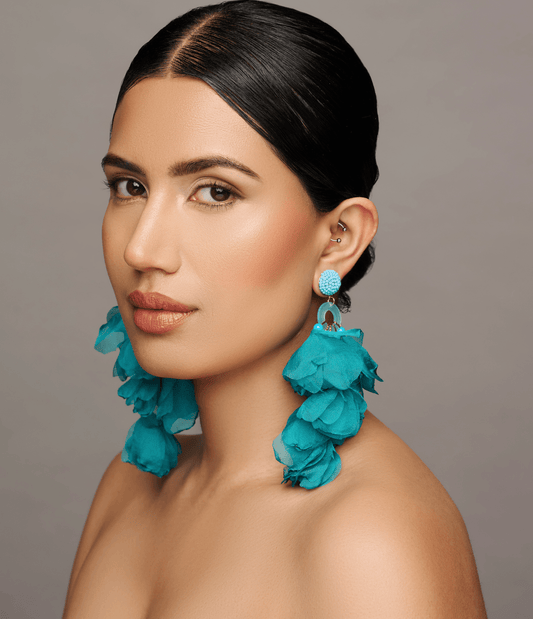 Big Bohemian Long Fringed Flower Tassel Stud Dangle Earrings - Fatisha Boutique