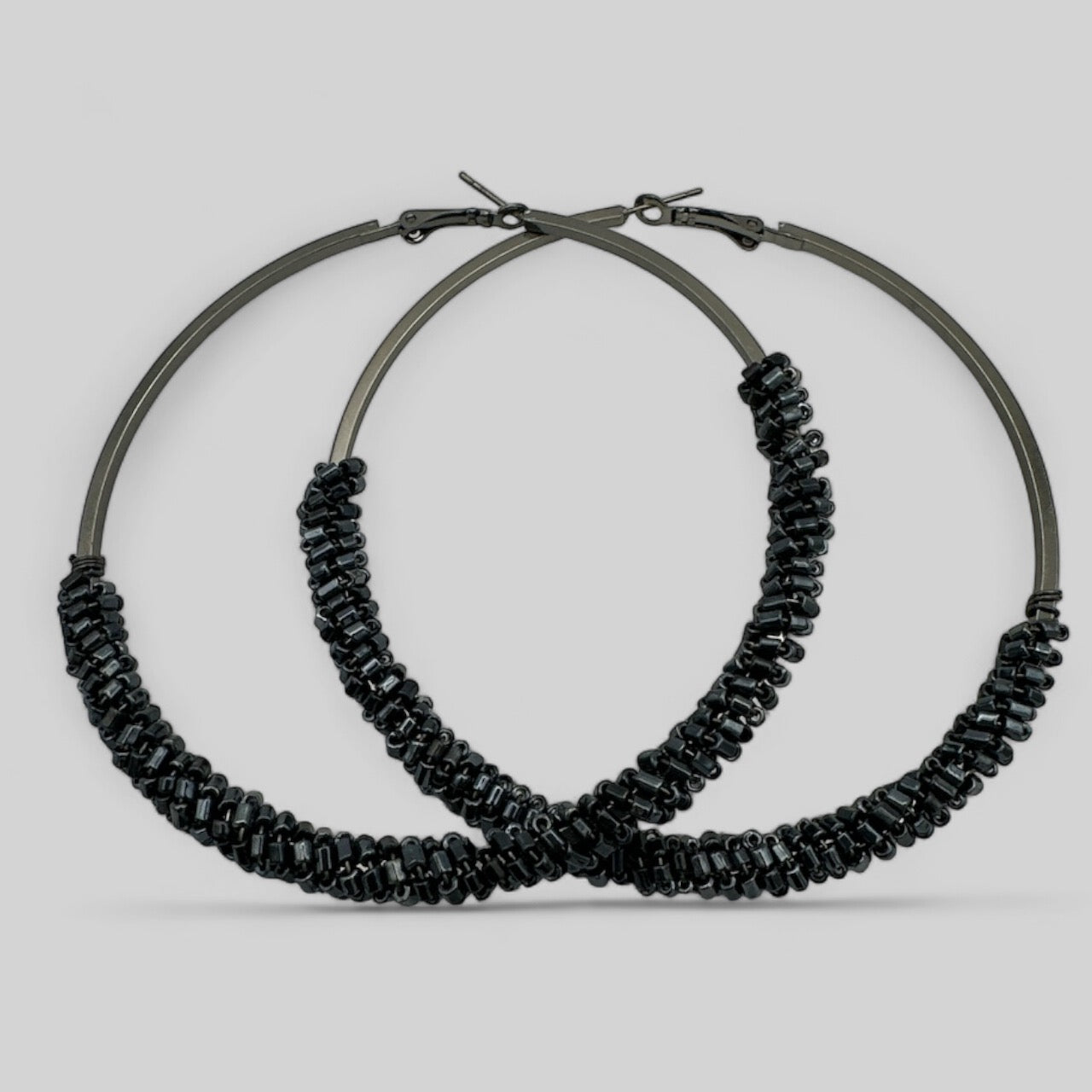 Black Statement Hoop Earrings - Fatisha Boutique
