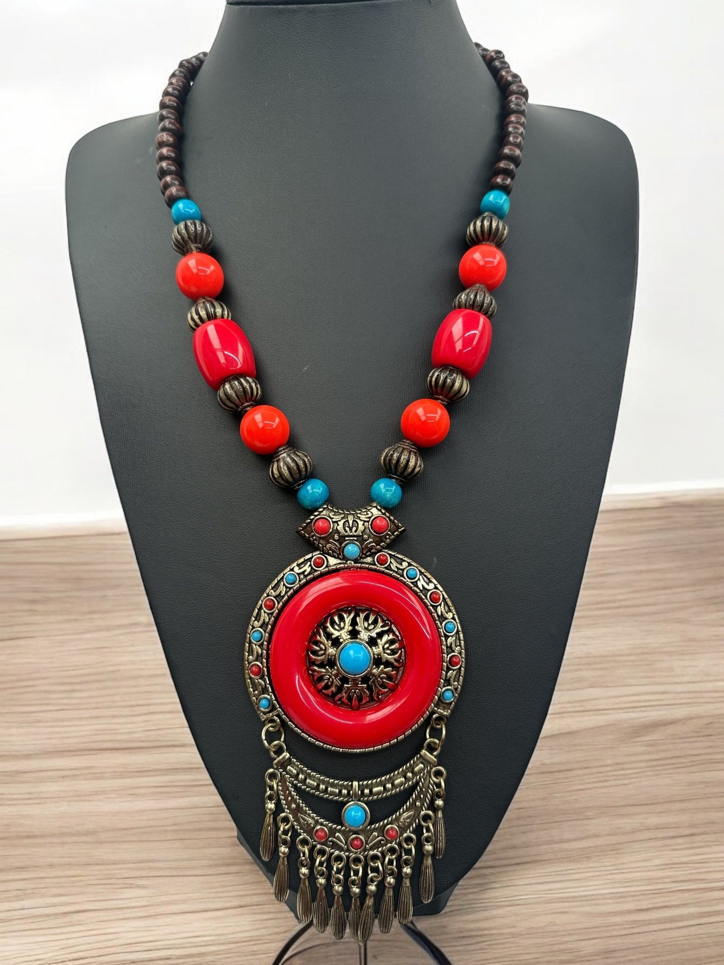 Bohemia Ethnic Beaded Resin Pendant Necklace - Fatisha Boutique
