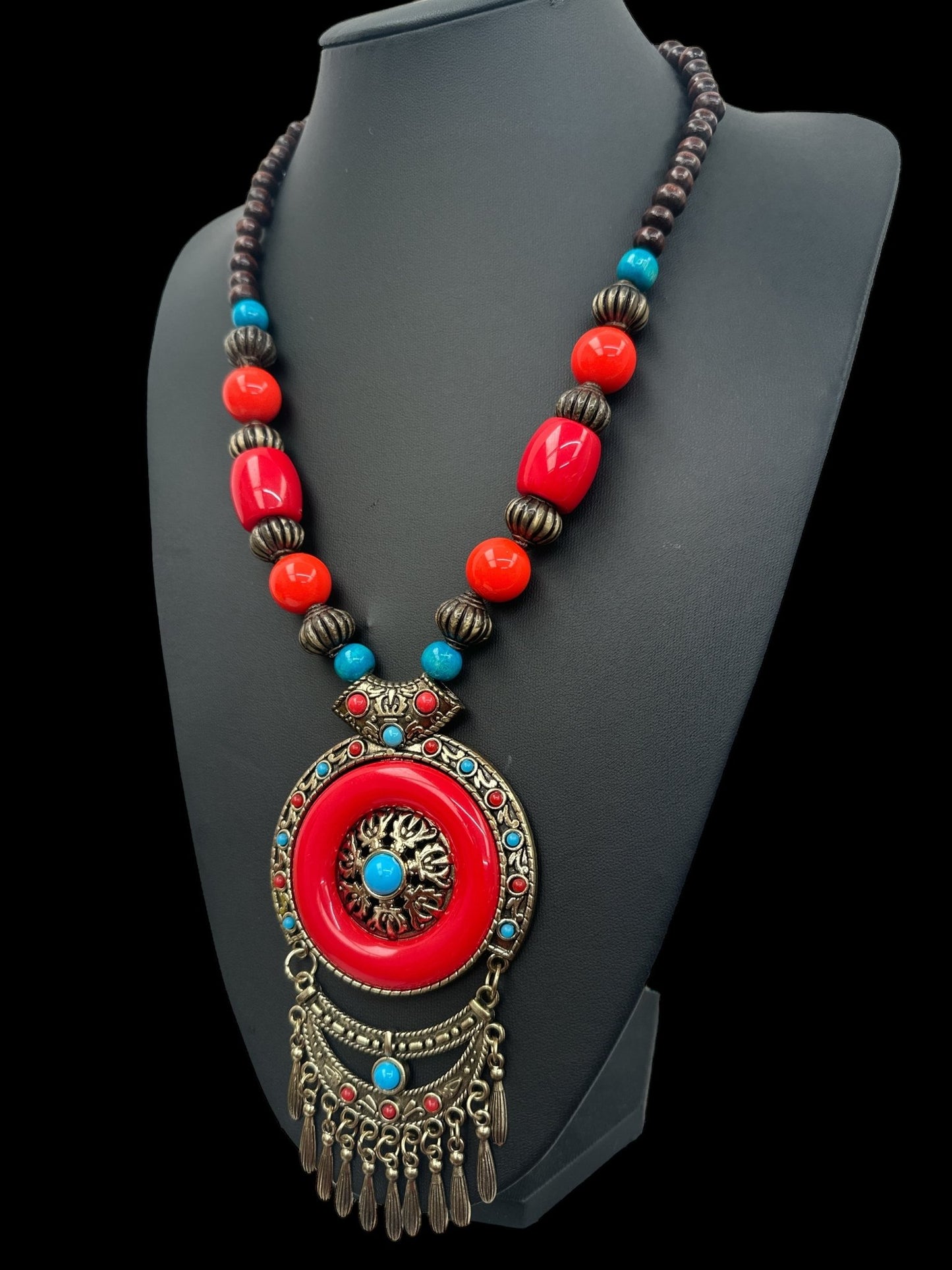 Bohemia Ethnic Beaded Resin Pendant Necklace - Fatisha Boutique