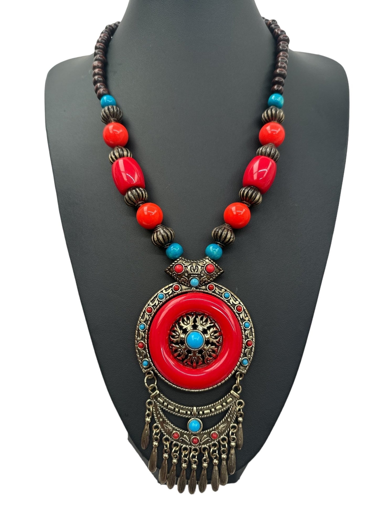 Bohemia Ethnic Beaded Resin Pendant Necklace - Fatisha Boutique