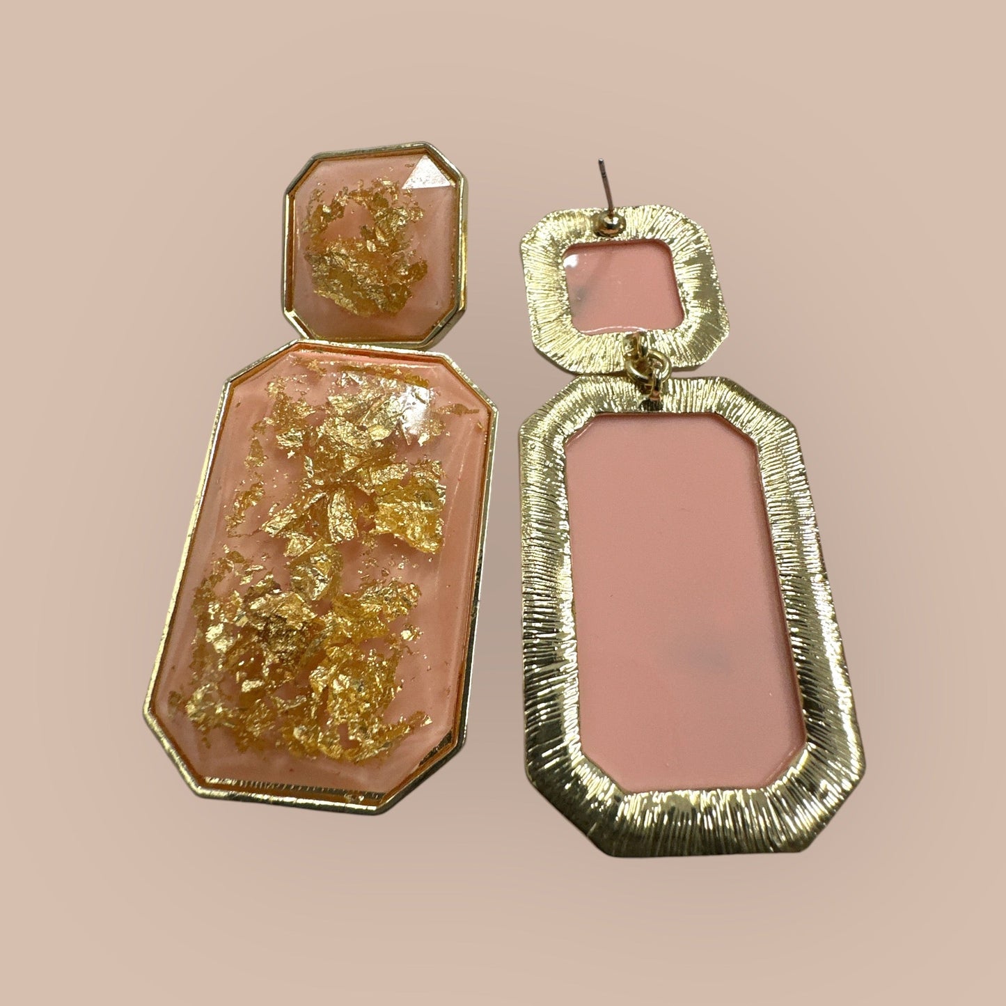 Bohemia Resin Statement Dangle Earrings with Gold Foil – Bold Geometric Earrings for Women - Fatisha Boutique