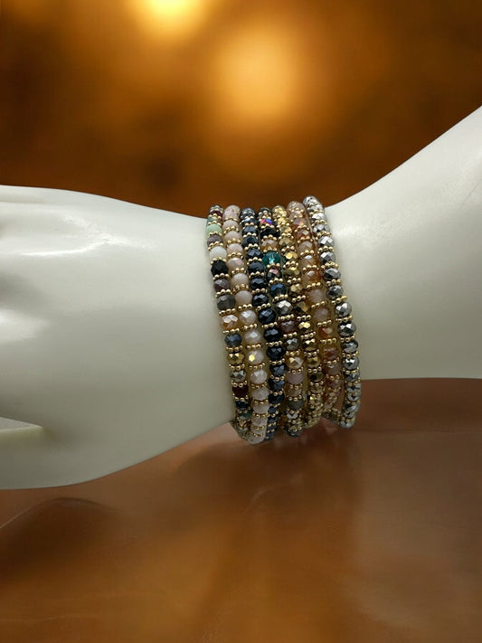 Bohemian 7 - Piece Crystal Beaded Bangles Bracelet Set - Fatisha Boutique