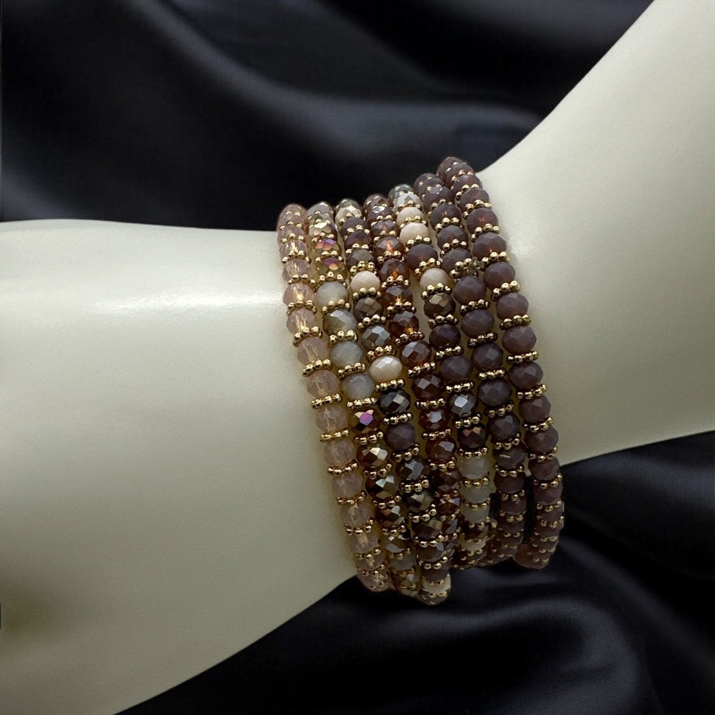 Bohemian 7 - Piece Crystal Beaded Bangles Bracelet Set - Fatisha Boutique Fatisha Boutique