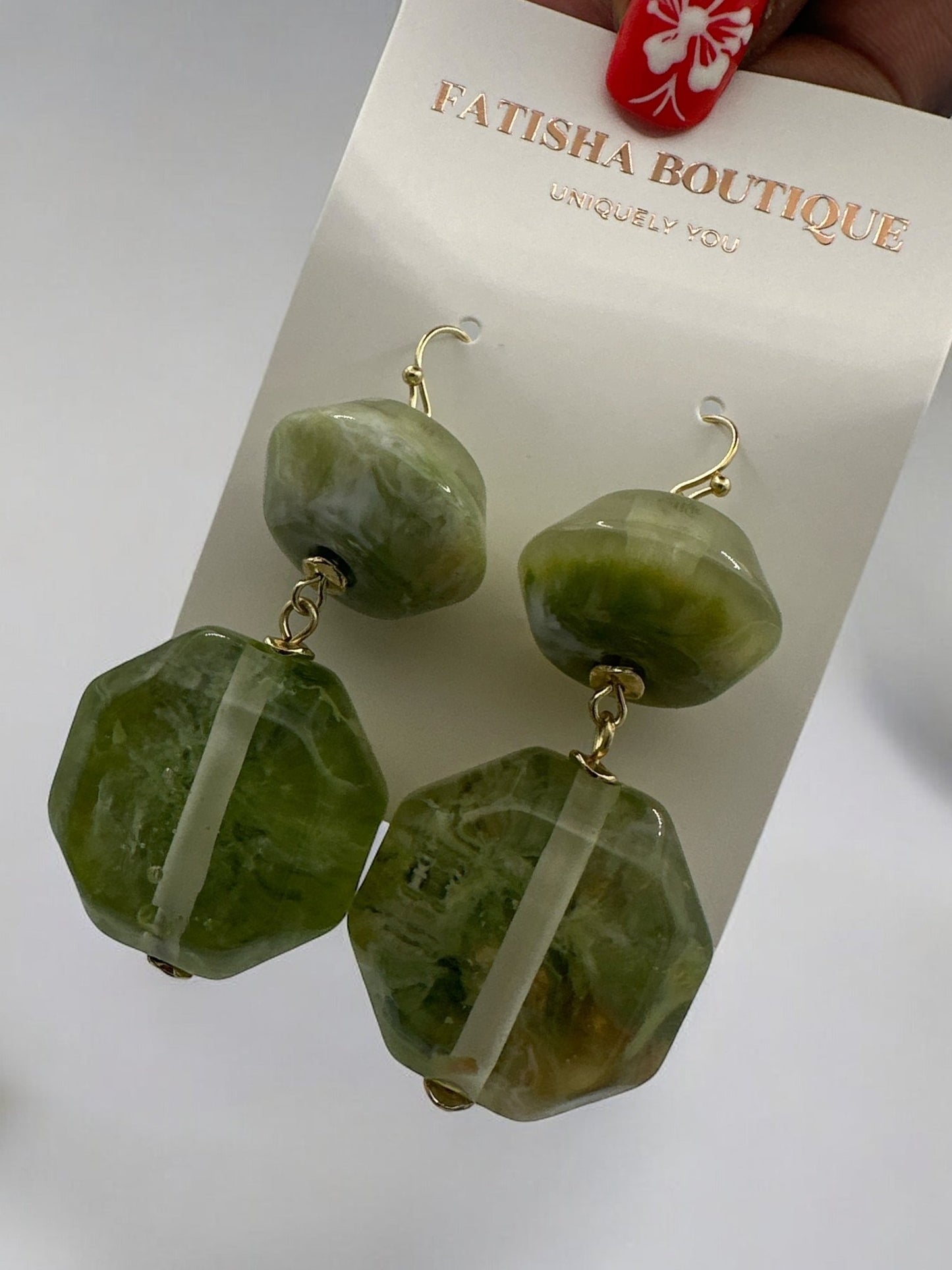 Bohemian Beaded Green Large Resin Necklace Set - Fatisha Boutique