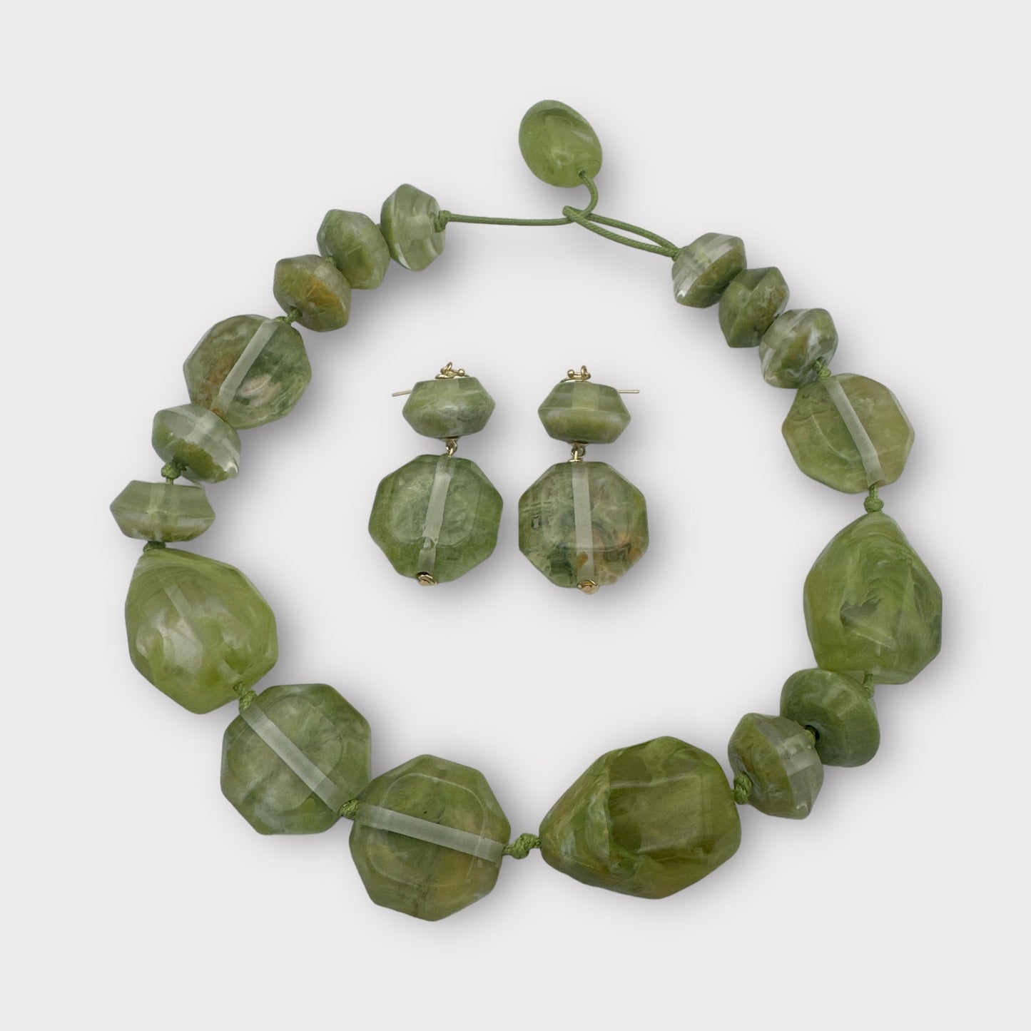 Bohemian Beaded Green Large Resin Necklace Set - Fatisha Boutique