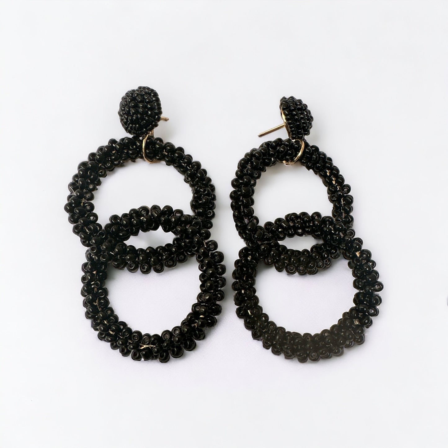 Bohemian Black Beaded Dangle Earrings - Fatisha Boutique