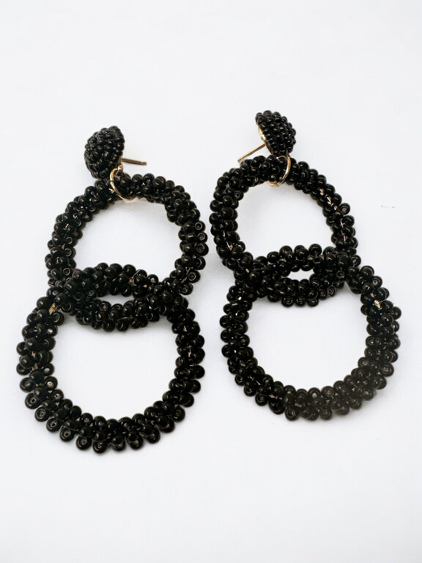Bohemian Black Beaded Dangle Earrings - Fatisha Boutique