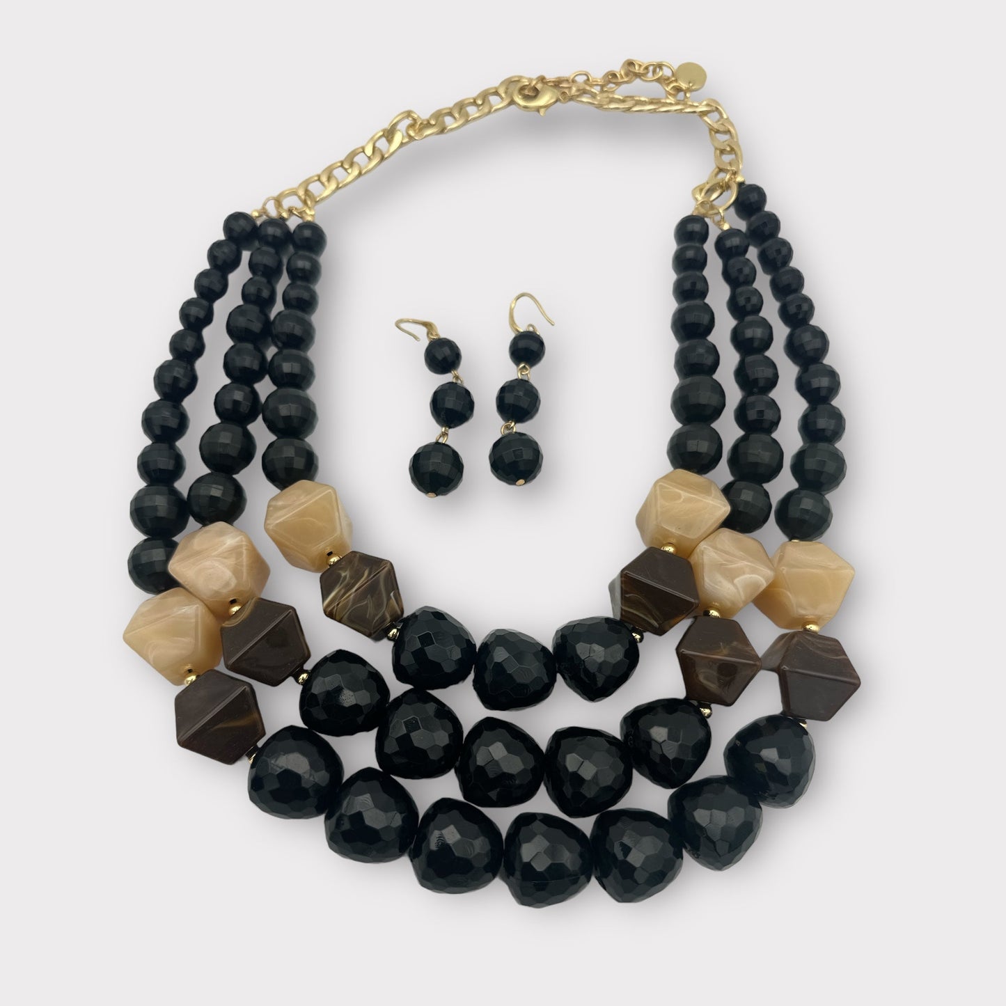 Bohemian Black Beaded Necklace Jewellery Set - Fatisha Boutique