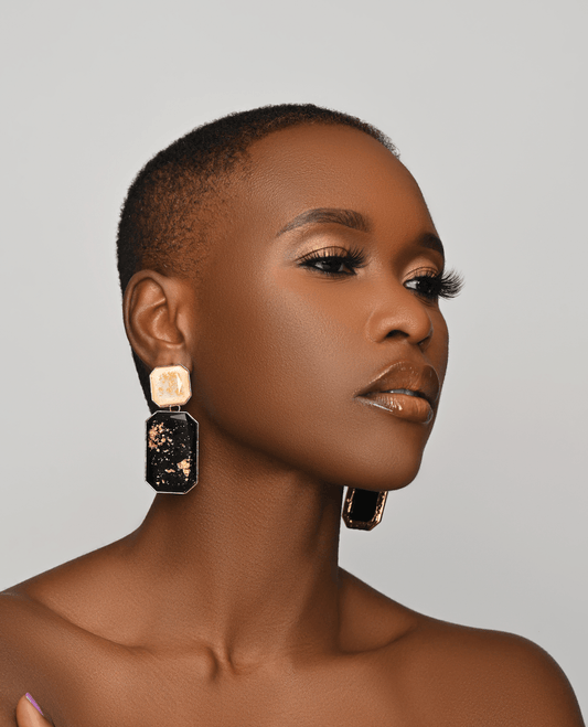 Bohemian Black Resin Statement Dangle Earrings - Fatisha Boutique