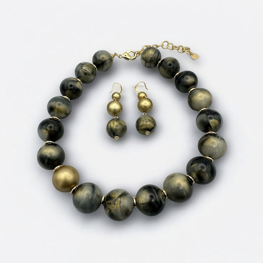 Bohemian Chunky Resin Beaded Statement Necklace Set - Fatisha Boutique