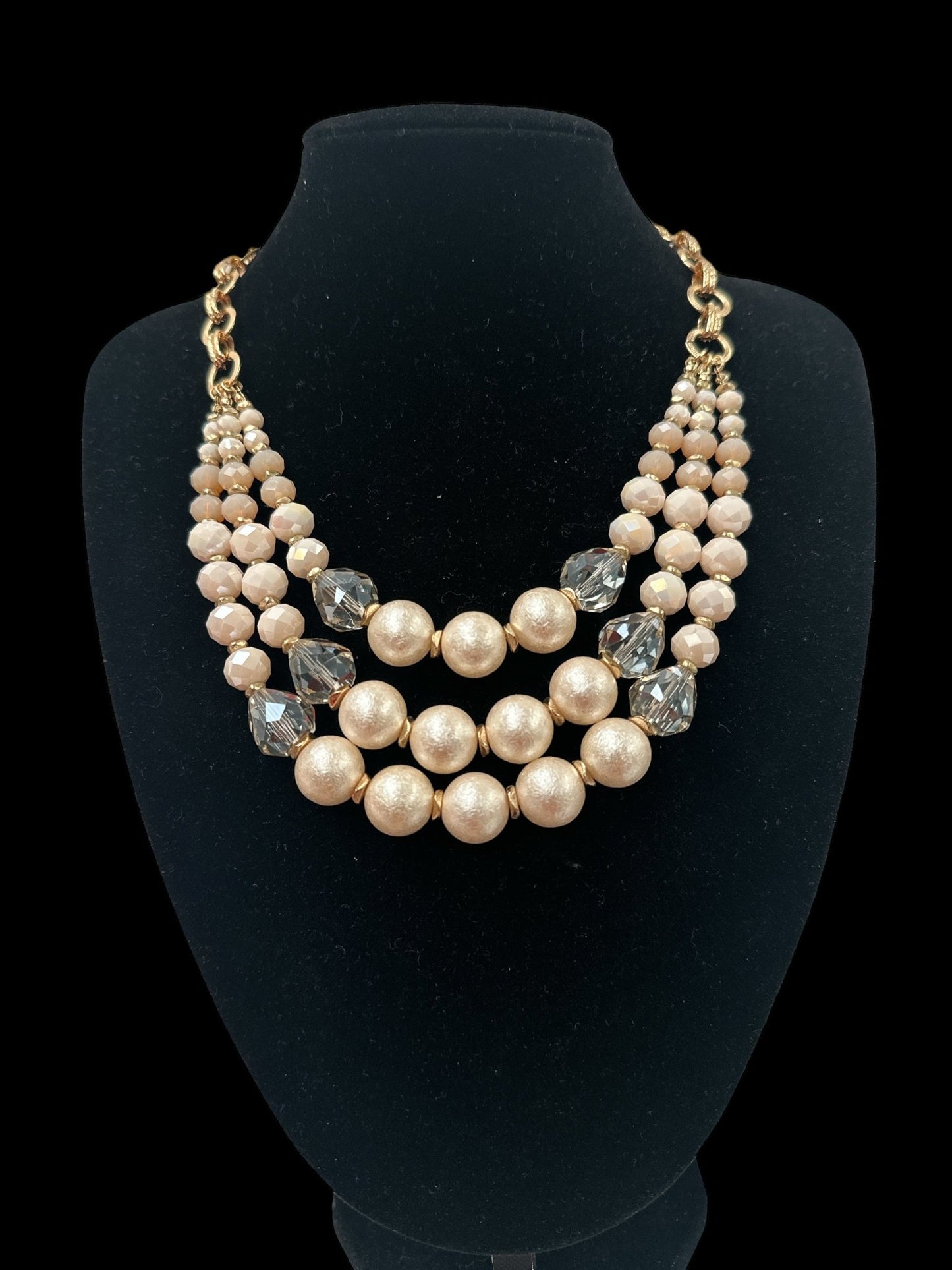 Bohemian Classic Style Triple Strands Faux Beaded Pearls Necklace - Fatisha Boutique