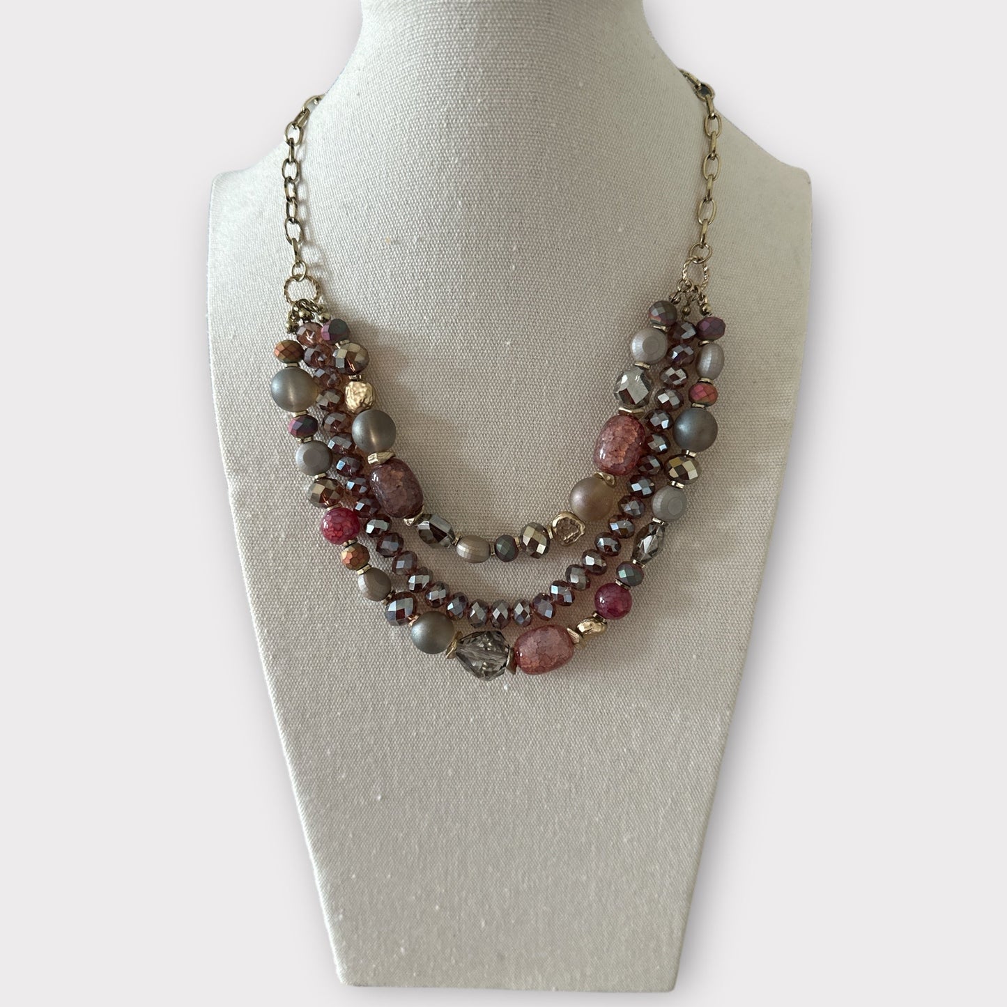 Bohemian Classic Style Triple Strands Mixed Glass Beaded Necklace - Fatisha Boutique Fatisha Boutique