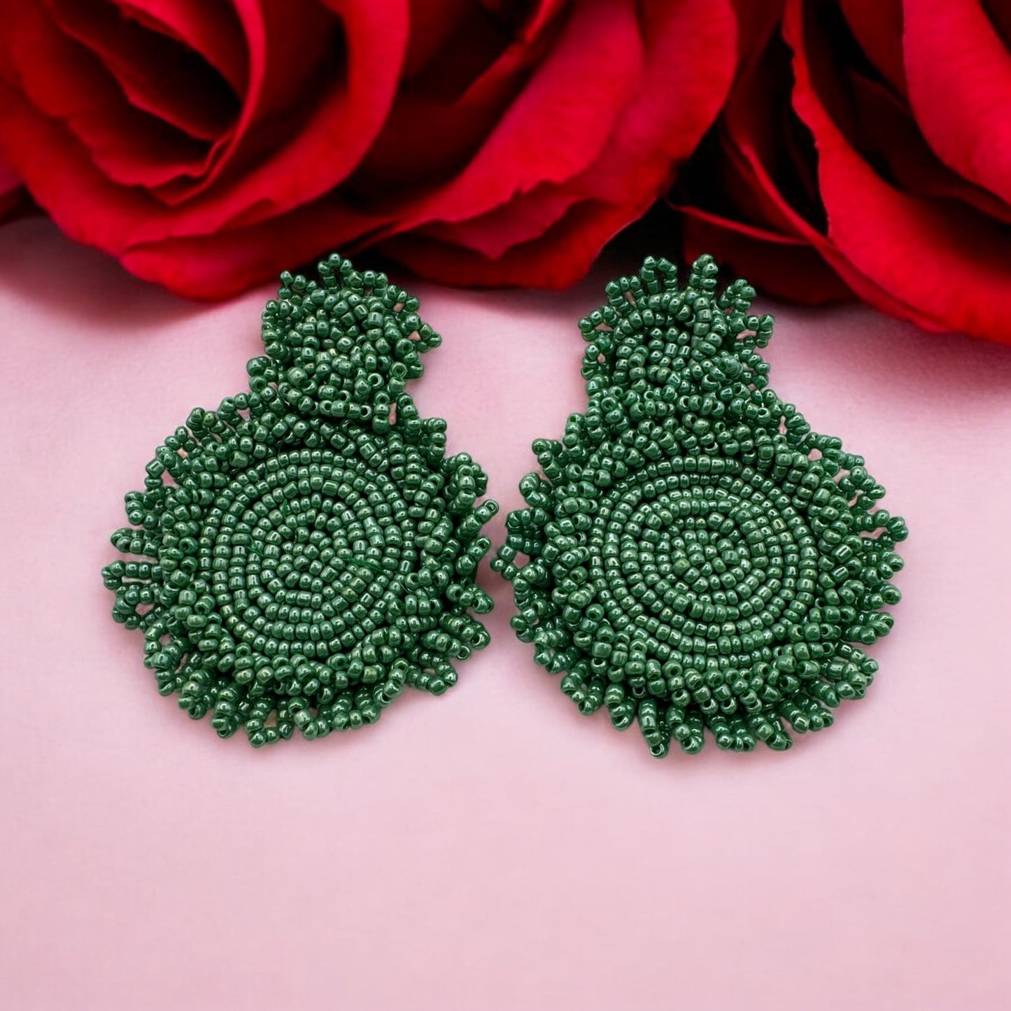 Bohemian Colourful Beaded Statement Dangle Stud Earrings - Fatisha Boutique