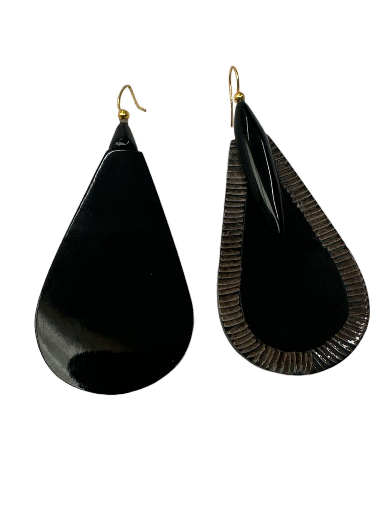 Bohemian Ethnic Natural Black Buffalo Horn Teardrop Earrings - Fatisha Boutique