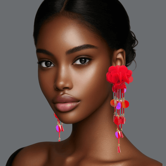 Bohemian Floral Tassel Statement Earrings - Fatisha Boutique