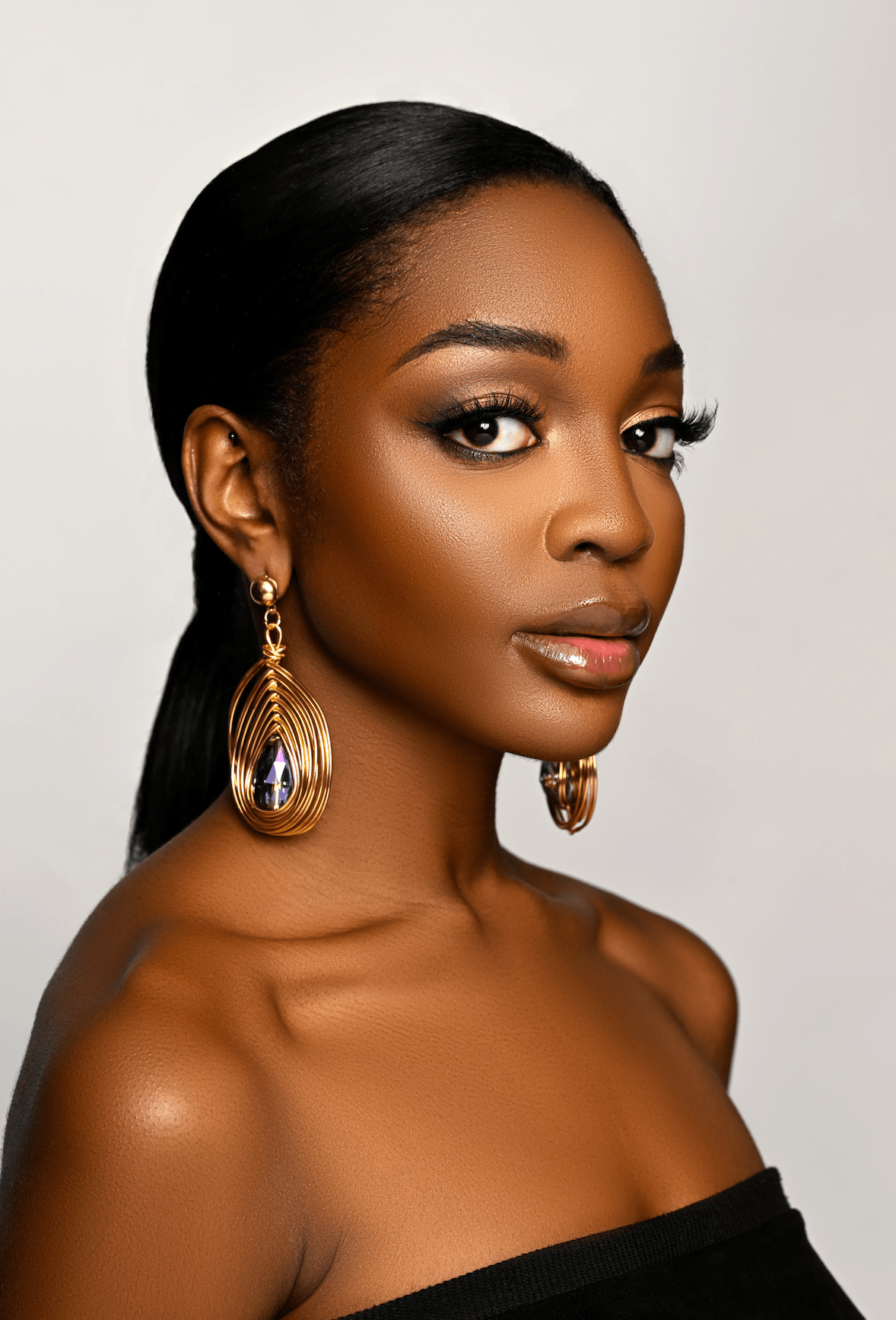 Bohemian Gold Metal Wire Wrapped Crystal Statement Dangle Earrings - Fatisha Boutique