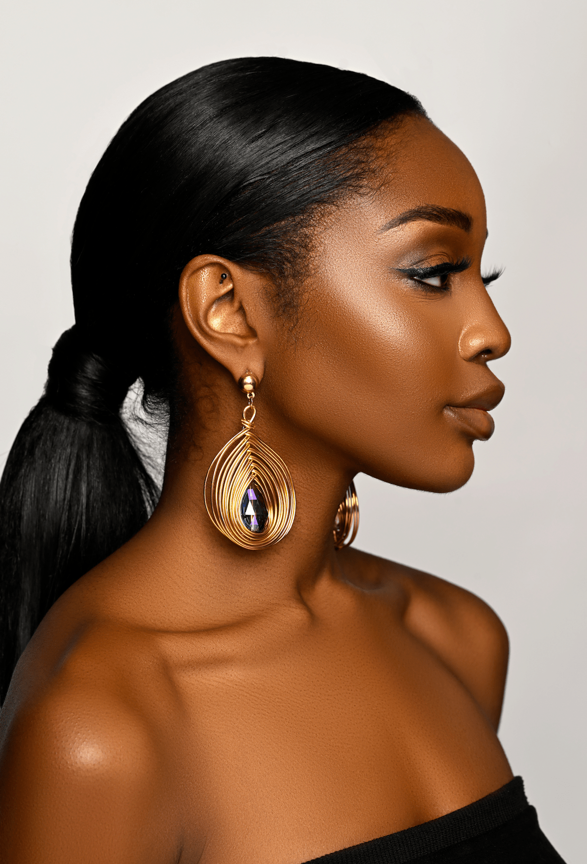 Bohemian Gold Metal Wire Wrapped Crystal Statement Dangle Earrings - Fatisha Boutique