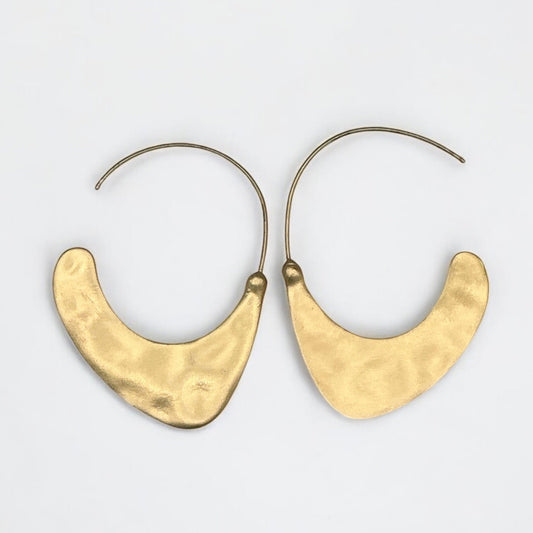 Bohemian Hammered Metal Dangle Earrings – Minimalist Gold Alloy Hoops for Modern Everyday Style - Fatisha Boutique