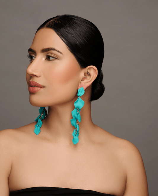 Bohemian Long Acrylic Flower Petal Earrings – Lightweight Statement Dangles - Fatisha Boutique