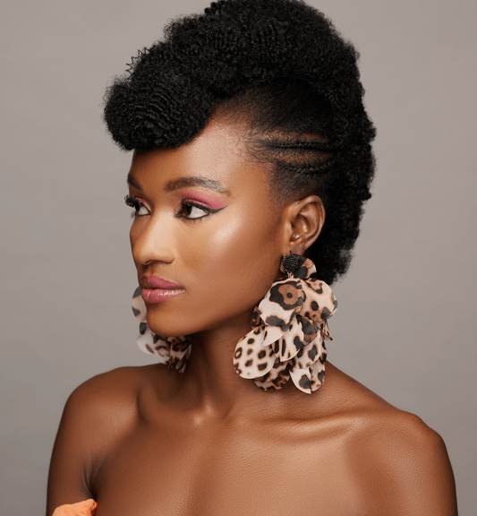 Bohemian Long - Fringed Petal Flowers Leopard Print Tassel Stud Dangle Earrings - Fatisha Boutique