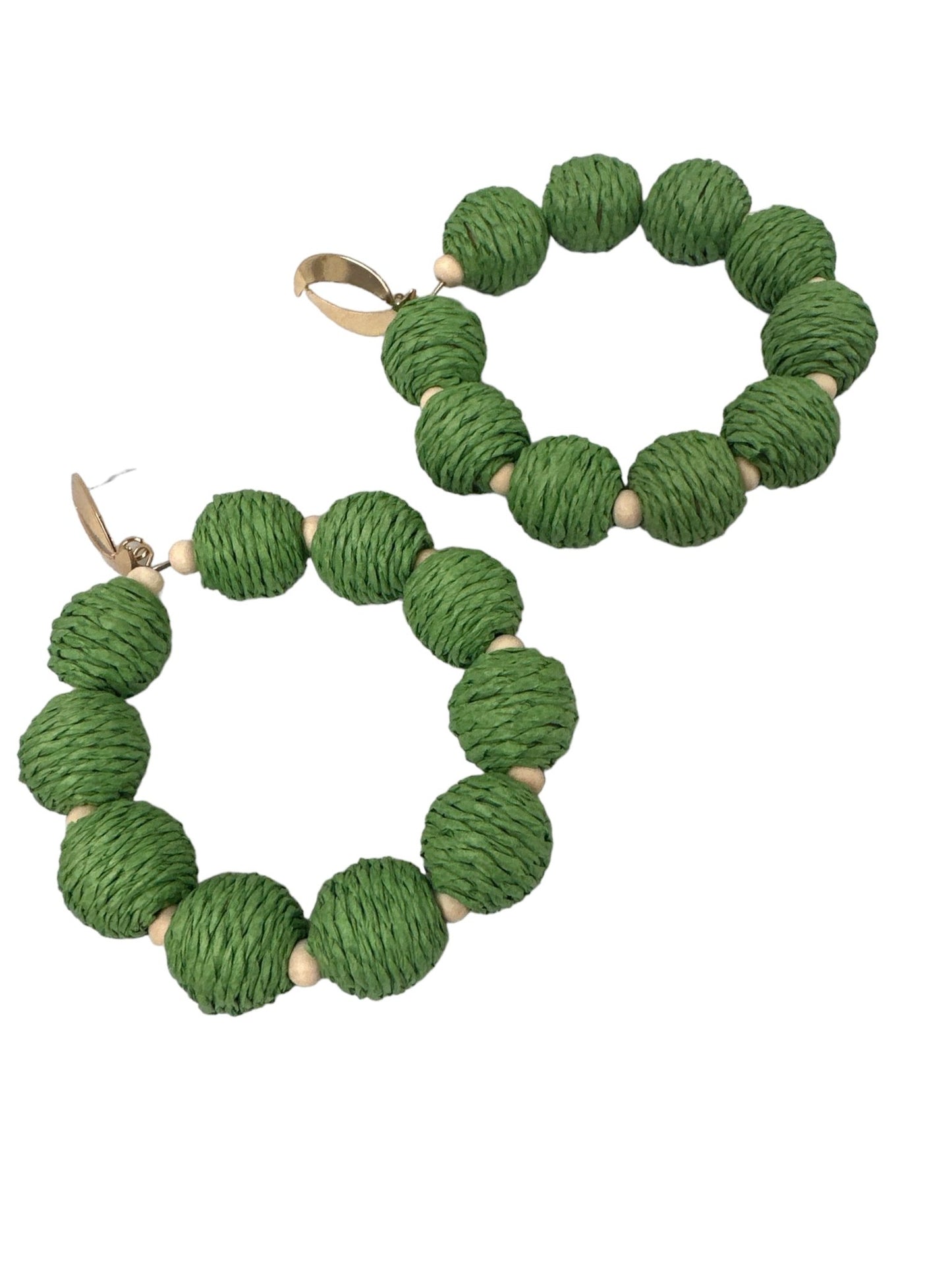 Bohemian Long Green Natural Raffia Beads Ethnic Dangle Earrings - Fatisha Boutique