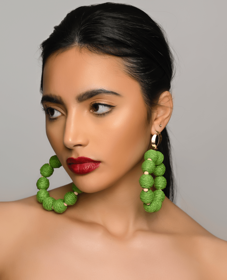 Bohemian Long Green Natural Raffia Beads Ethnic Dangle Earrings - Fatisha Boutique