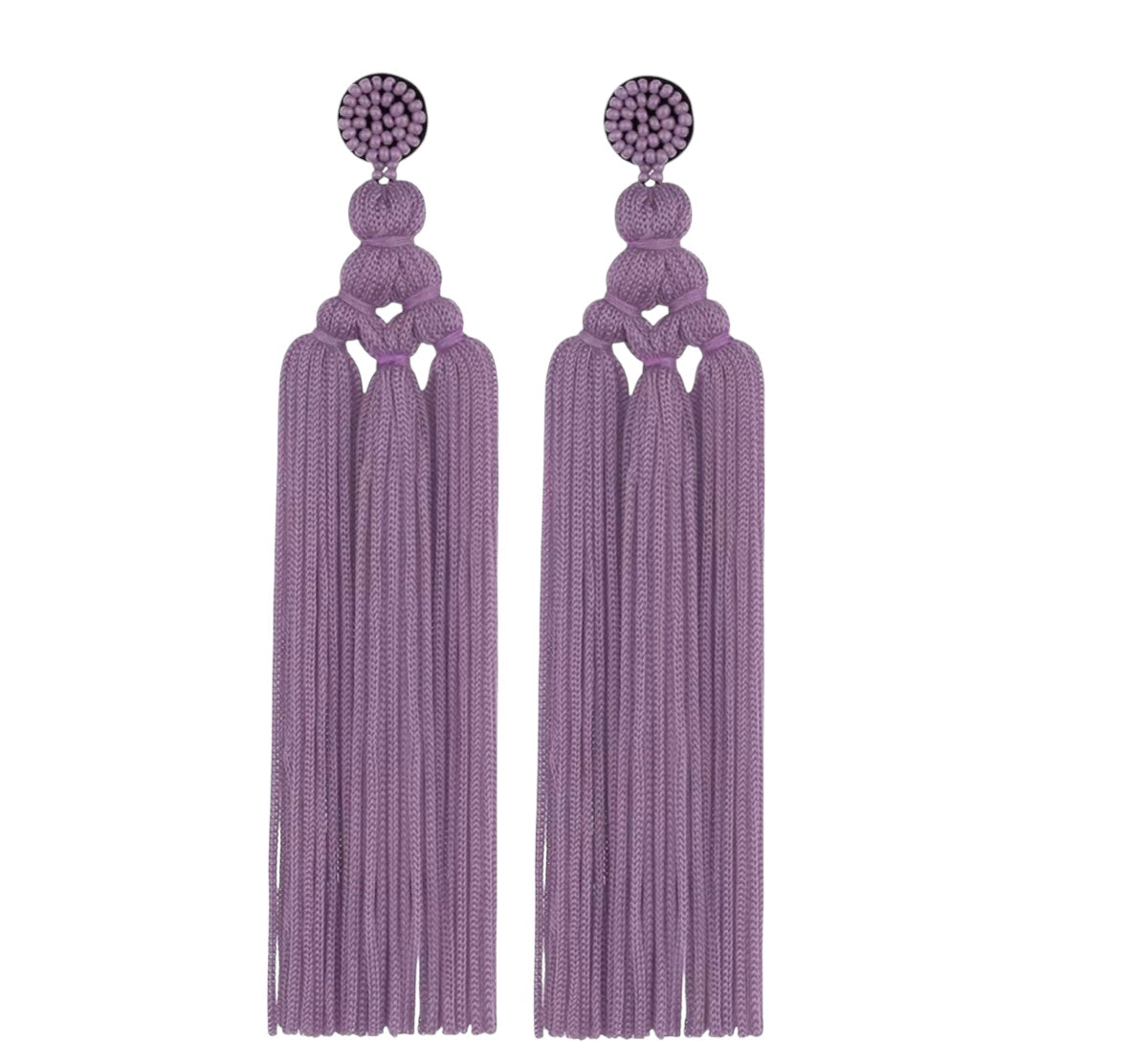Bohemian Long Tassel Earrings with Beaded Stud – Bold Fringed Statement Style - Fatisha Boutique