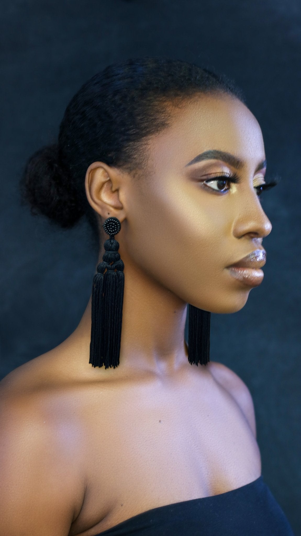 Bohemian Long Tassel Earrings with Beaded Stud – Bold Fringed Statement Style - Fatisha Boutique