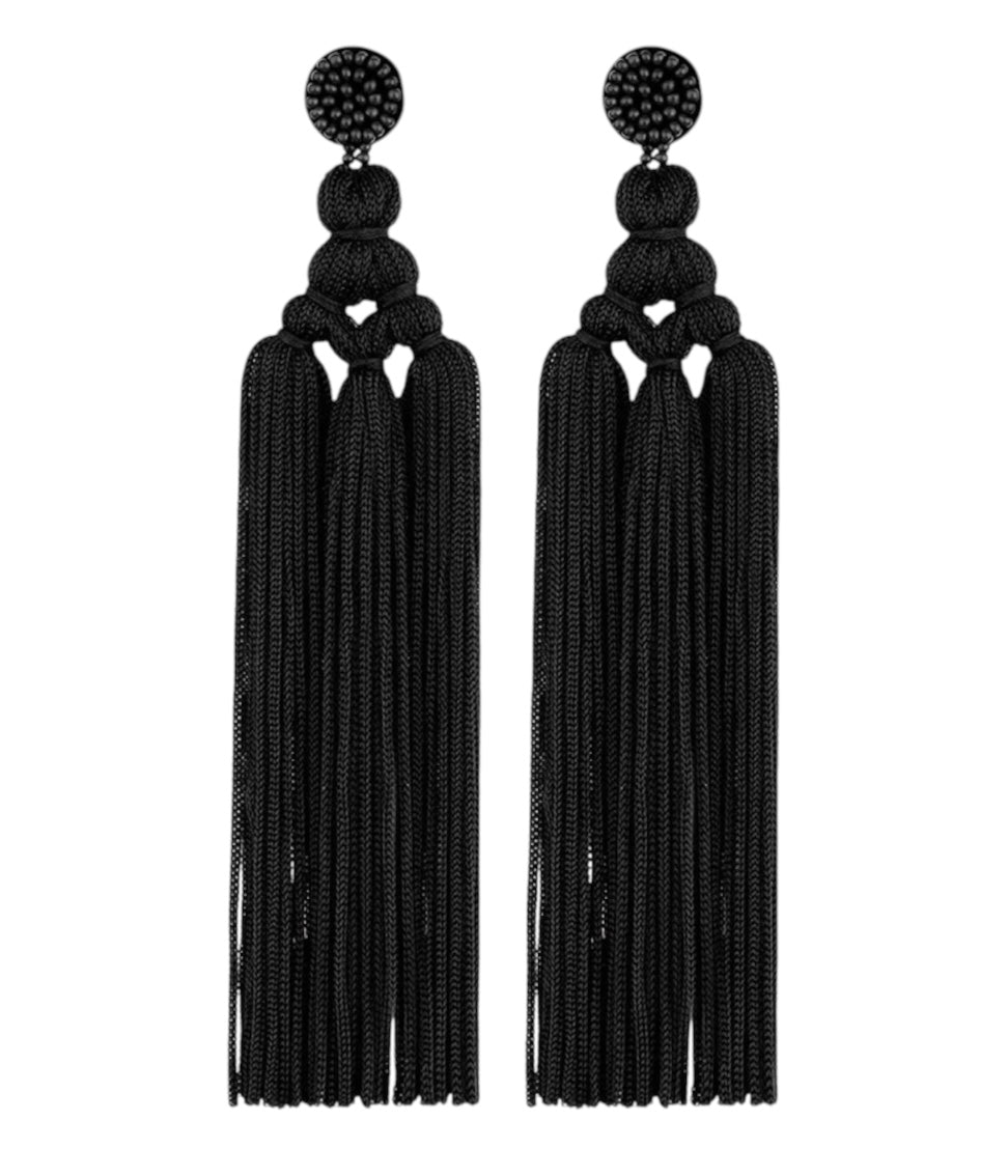 Bohemian Long Tassel Earrings with Beaded Stud – Bold Fringed Statement Style - Fatisha Boutique