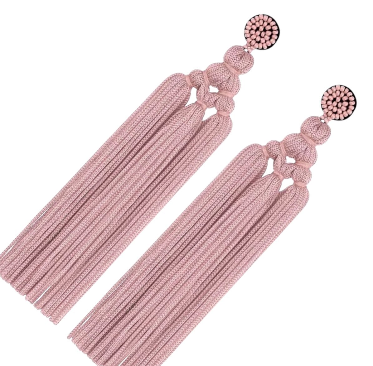Bohemian Long Tassel Earrings with Beaded Stud – Bold Fringed Statement Style - Fatisha Boutique