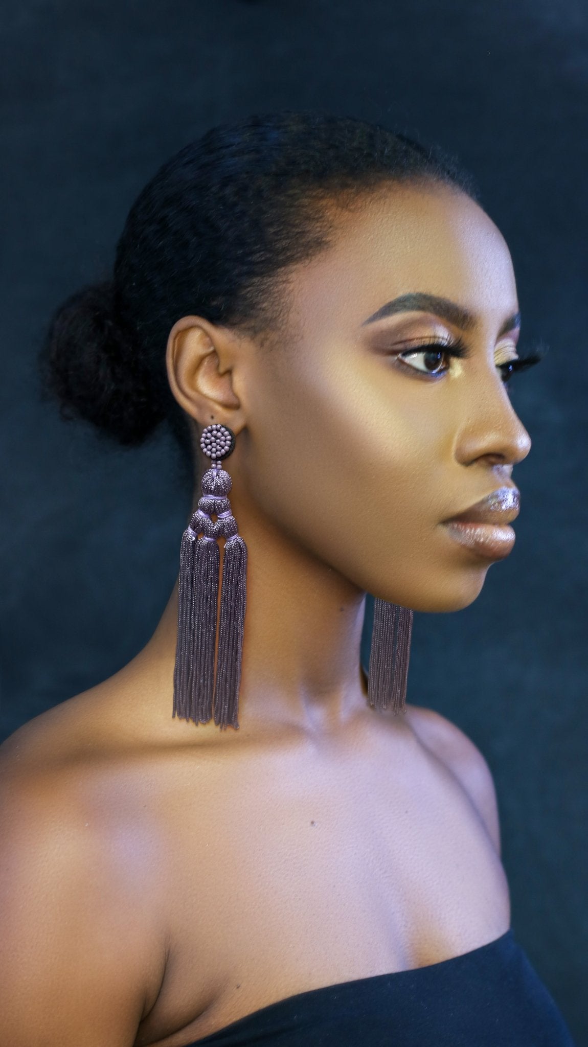 Bohemian Long Tassel Earrings with Beaded Stud – Bold Fringed Statement Style - Fatisha Boutique