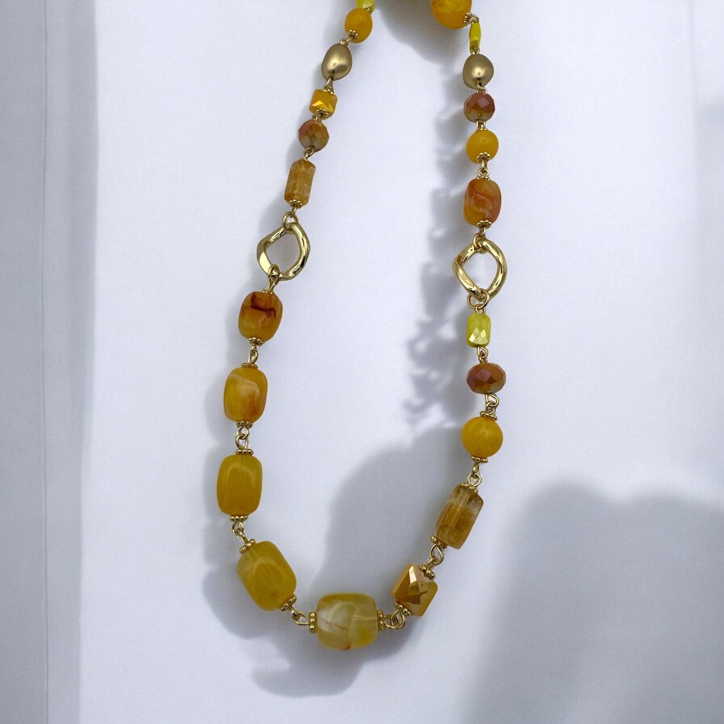 Bohemian Long Yellow Beaded Necklace and Earrings Set - Fatisha Boutique