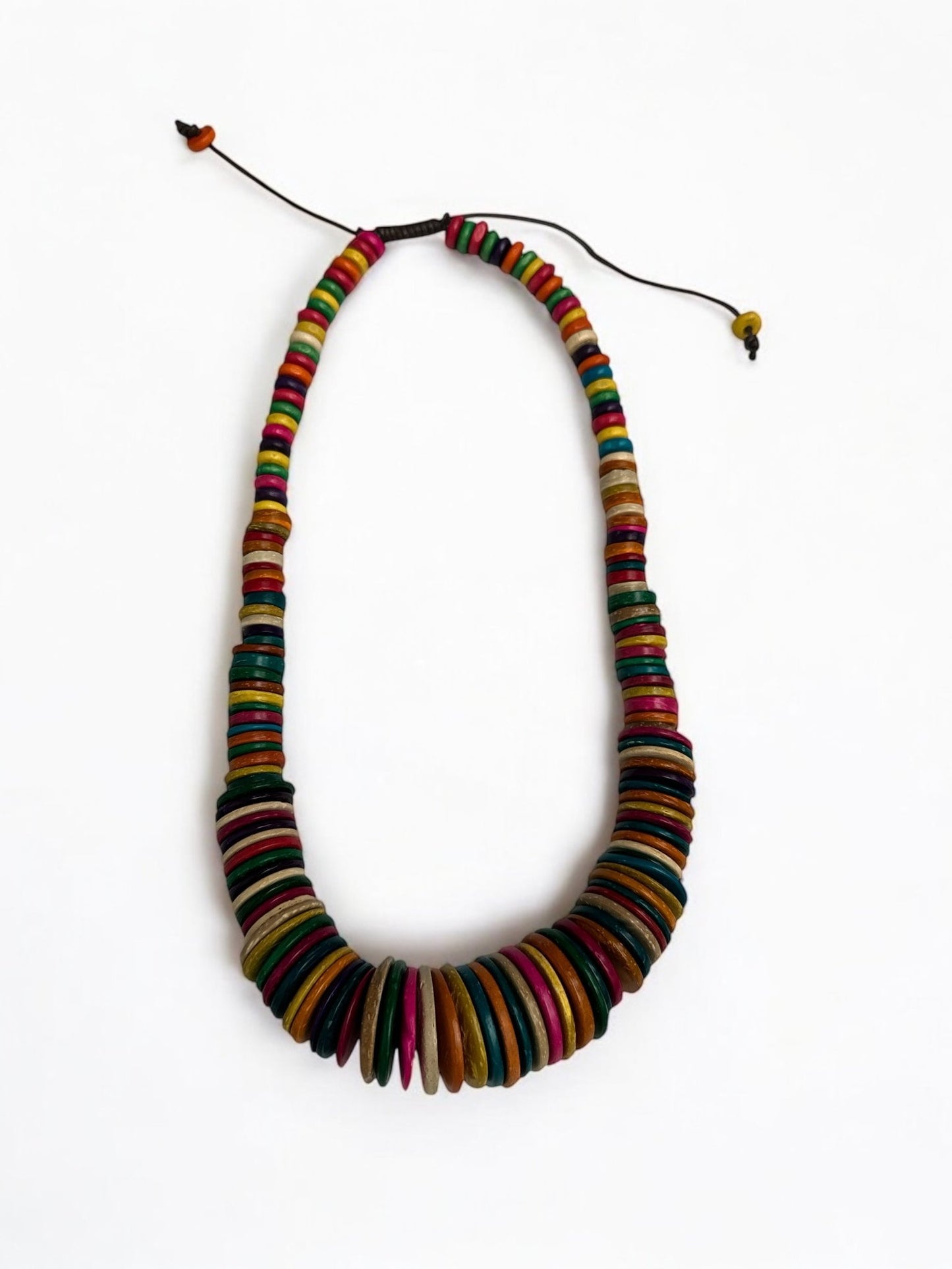 Bohemian Multicolour Coconut Shell Statement Necklace – Handmade Ethnic Jewellery - Fatisha Boutique