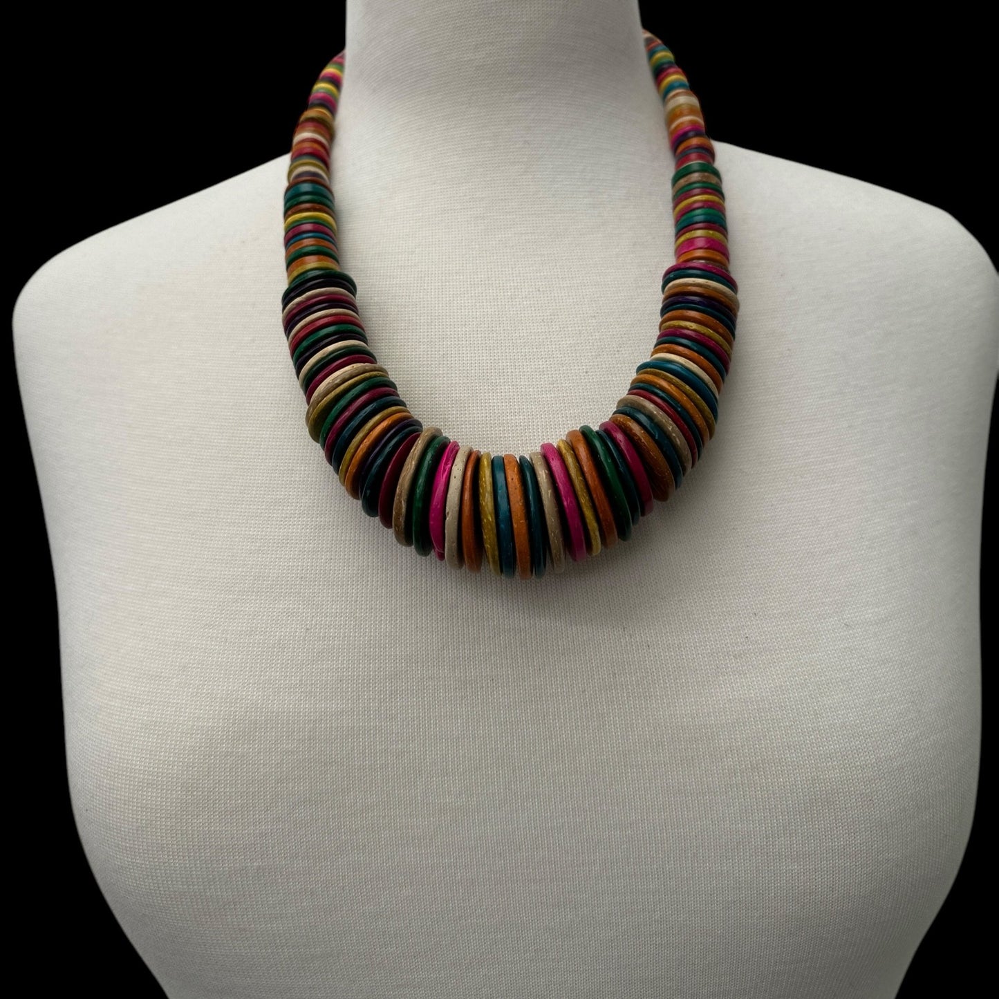 Bohemian Multicolour Coconut Shell Statement Necklace – Handmade Ethnic Jewellery - Fatisha Boutique