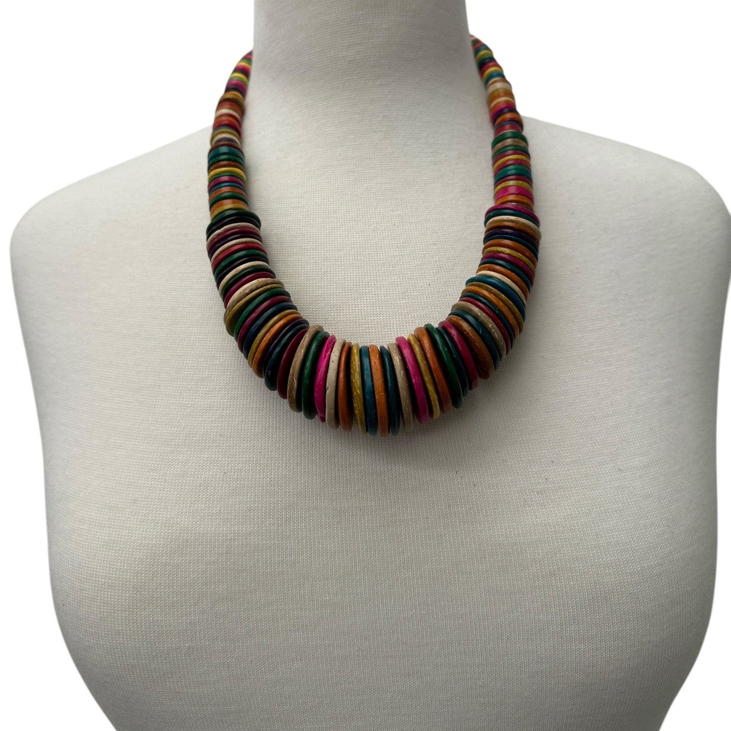 Bohemian Multicolour Coconut Shell Statement Necklace – Handmade Ethnic Jewellery - Fatisha Boutique