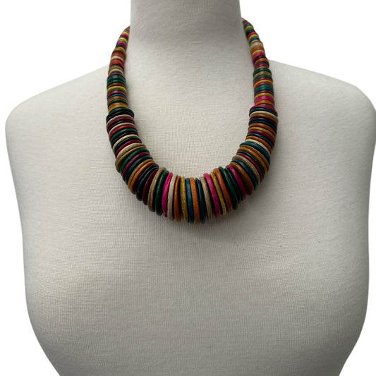 Bohemian Multicolour Coconut Shell Statement Necklace – Handmade Ethnic Jewellery - Fatisha Boutique