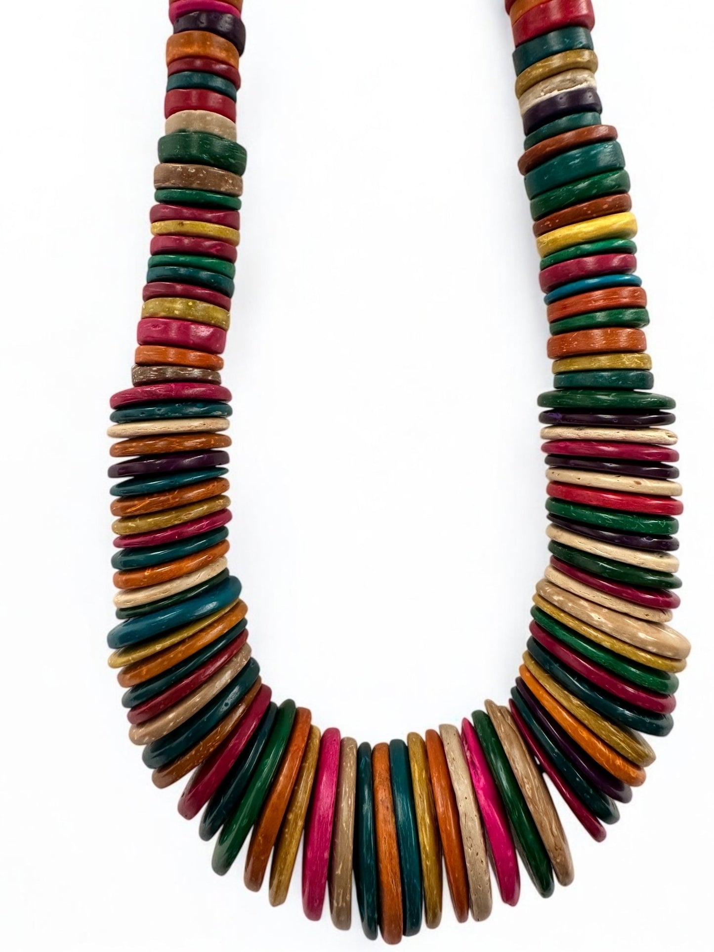 Bohemian Multicolour Coconut Shell Statement Necklace – Handmade Ethnic Jewellery - Fatisha Boutique