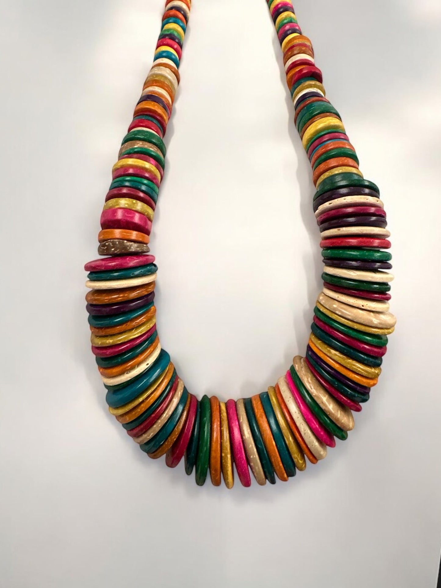 Bohemian Multicolour Coconut Shell Statement Necklace – Handmade Ethnic Jewellery - Fatisha Boutique