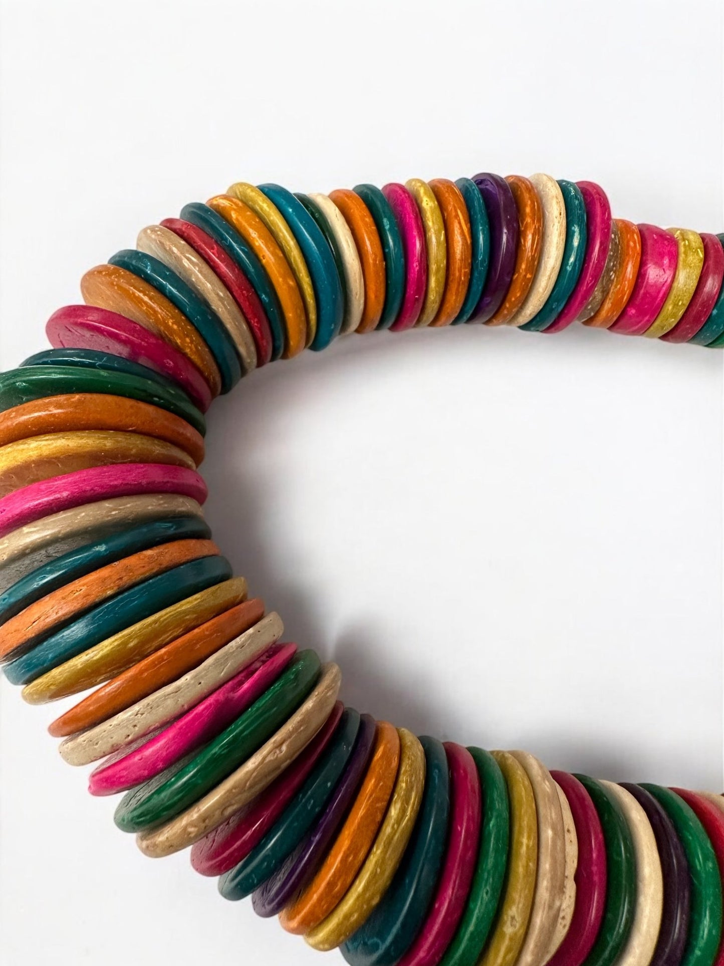 Bohemian Multicolour Coconut Shell Statement Necklace – Handmade Ethnic Jewellery - Fatisha Boutique