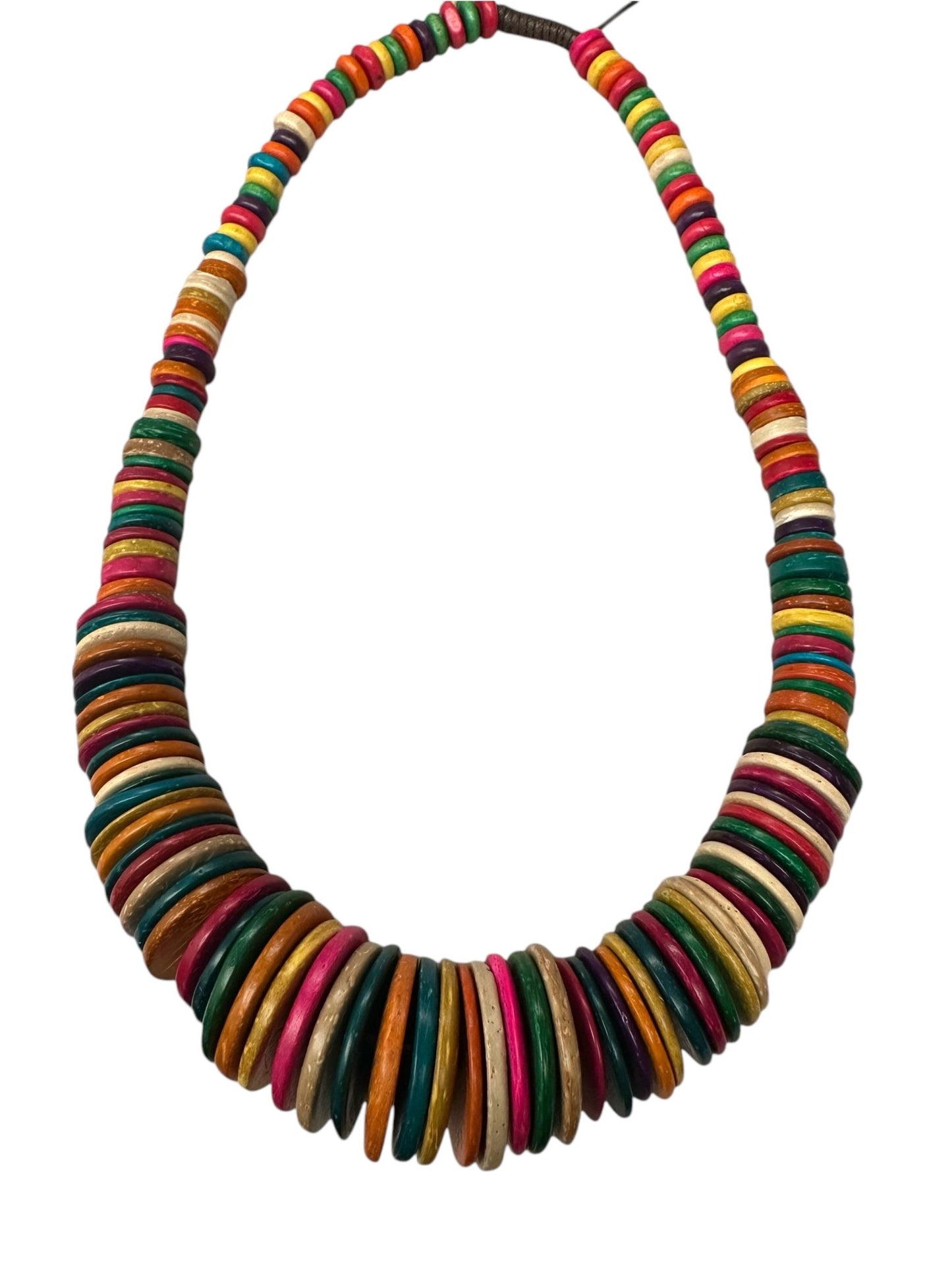 Bohemian Multicolour Coconut Shell Statement Necklace – Handmade Ethnic Jewellery - Fatisha Boutique